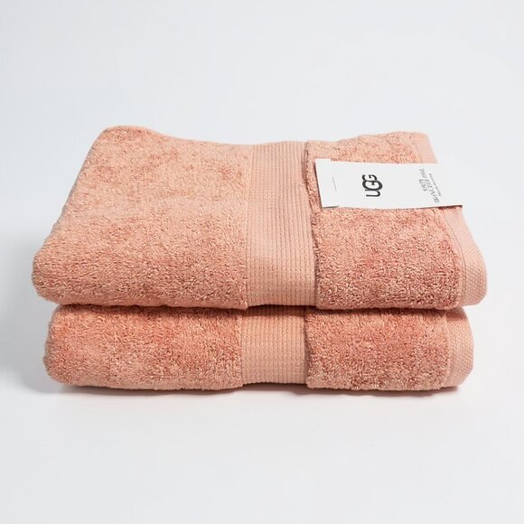 2 UGG Martis Towels 100% Organic Cotton Bath Towel 30''×54" Pink Rose Cloud - Picture 1 of 5